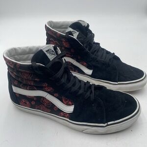 Vans SK8-Hi High Top Love You To Death Skulls Mens Size 11 Black VGC Cleaned